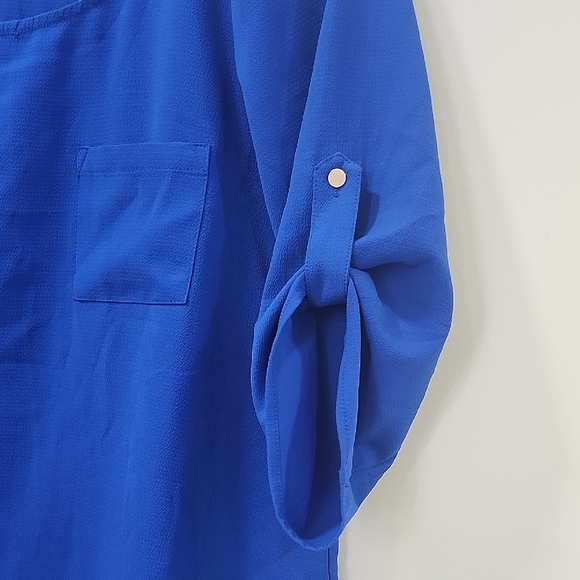 Sis.Sis Royal Blue Boxy 3/4 Sleeve Blouse - Picture 4 of 9
